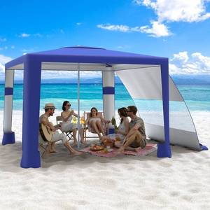 lot 371276 image: MoKo Beach Cabana, 8 8 Large Beach Canopy with Side Wall, UPF 50 Protection Easy Setup Beach Tent Sun Shelter, Adjustable Height Wind Resistant Cabana Beach Tent for Whole Family, Navy Blue
