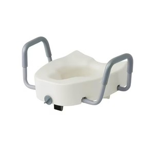 lot 371286 image: Medline 5 Elongated Raised Toilet Seat, With Lock and Removable Padded Arms