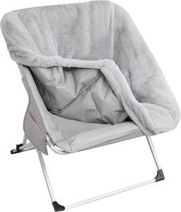lot 371311 image: SUNNYFEEL Comfy Folding Saucer Chair for All Seasons,Removal Faux Fur Soft Chair for Adults,Reading Chair for Living Room, Bedroom, Dorm, Metal Frame Moon Chair(Grey)