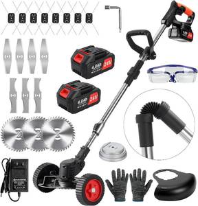 lot 471417 image: Electric Weed Wacker Cordless,24v Battery Powered Weed Eater with Blade & 2 4.0 Ah Batteries & Charger, 3 in 1 Women Lightweight Grass Trimmer  Brush Cutters for Gardens, Yards, and Patios