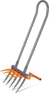 lot 471431 image: Walensee Broad Fork Garden Tool, 9 Tines Heavy Duty Broadfork Hand Tiller, 2-in-1 Garden Pitchfork with Ergonomic U-Shaped Handle, Spading Digging Fork for Gardening, Cultivating
