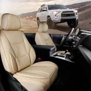 lot 471442 image: Retails for $280 Coverland Custom Fit Car Seat Covers for SUV Compatible with MDX, Santa Fe Hybrid, Commander, LX 570 Premium Water Resistant Leather Non-Slip Interior Protector Front Beige - Size Chart A22