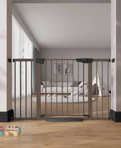 lot 471445 image: Cumbor 29.7 51.5 Extra Wide Baby Gate for Stairs, Pressure-Mounted Dog Gates for Doorways & Hallways, Auto-Close Walk-Through, No-Trip Design, Child Proof Safety, DogPet Gate for Indoor Use, Brown