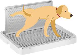 lot 471452 image: Indoor Dog Potty Tray with High Wall,25.59X19.69 Pee Pad Holder,Dogs Litter Box,Mesh Training Toilet for Puppy and Small Size Dog,Housebreaking Supplies, Pet Products (White)