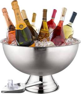 lot 471453 image: Premium 12L Large Ice Bucket for Parties   16x16x10 Silver Stainless Steel Beverage Tub with Scoop   Insulated Ice Bucket for Cocktail Bar, Beers & Champagnes   1.77kg Drink Bucket for Celebrations