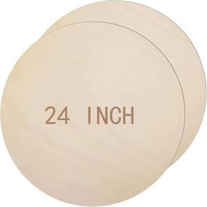 lot 471456 image: 2 Pieces 24 Inch Round Wood Circles for Crafts Blank Round Wood Cutouts Rounds Wooden Discs Large Unfinished Wooden Circles for Door Hanger Design Welcome Signs Woods Burning DIY Craft