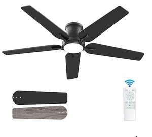lot 152069 image: 52 Inch White Ceiling Fans with Lights and Remote, Flush Mount Low Profile Ceiling Fan for Bedroom, Living Room, Patio, Dimmable 6 Speeds Noiseless Reversible, ETL Listed