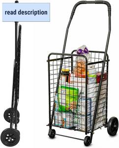 lot 171298 image: DMI Utility Cart with Wheels to be used for Shopping, Grocery, Laundry and Stair Climber Cart, Weighs 7.5 Pounds but holds up to 90 Pounds, Compact and Foldable, Black