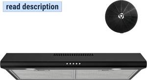 lot 471424 image: FIREGAS 30 Inch Black Under Cabinet Range Hood, DuctedDuctless Convertible Kitchen Vent Hood with LED Light, 3-Speed Exhaust Fan, Push Button Control, Slim Stove Hood for Modern Kitchen