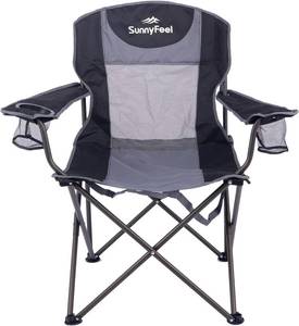 lot 271331 image: SUNNYFEEL XL Oversized Camping Chair, Folding Camp Chairs for Adults Heavy Duty Big Tall 300 LBS, Padded Portable Quad Arm Lawn Chair with Pocket for OutdoorPicnicBeachSports Mesh Black