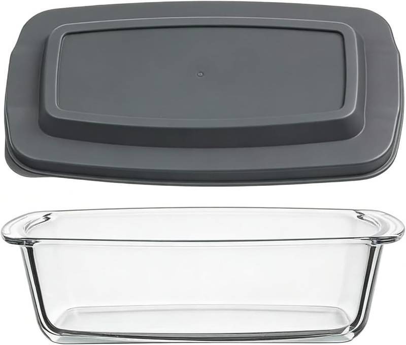 lot 331189 image: Glass Baking Dishes for Oven, Rectangular Glass Baking Dish with Lid   Tempered Heat-Resistant Pan for Lasagna, Brownies, Casseroles, Dishwasher & Freezer Safe, Reusable, Clear Glass for Easy Monitoring (Black)