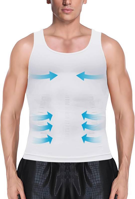 lot 331197 image: MEETYOO 123 Pack Mens Shaper Slimming Tank Top Athletic Compression Shirt with Sleeveless Undershirts for Men
