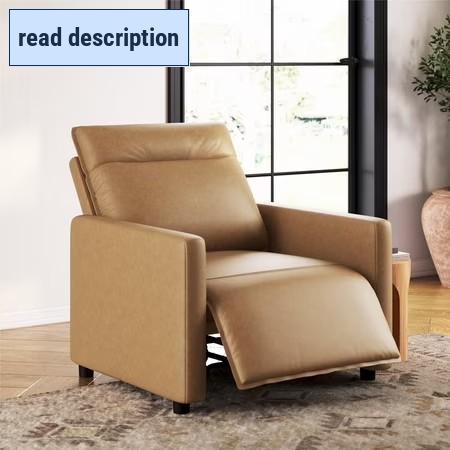 lot 221458 image: Retails for $270 Mainstays Williamson Power Recliner in Camel Faux Leather