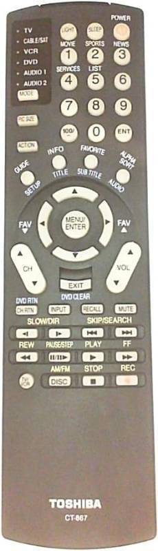 lot 321327 image: New Toshiba HDTV TV Remote Control CT-867 Supplied with models 30HFX84 30HFX85 34HFX85