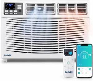 lot 191716 image: Retails for $457 Garvee 8000 BTU Window Air Conditioner with Heat, Window Mounted AC Unit and Heater Combo with Dehumidifier & Fan for Apartment, Living Room, Bedroom, Rooms Up to 350 Sq. ft, APP & Remote Control