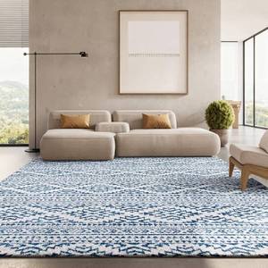 lot 271312 image: Retails for $240 SAFAVIEH Area Rug 10x13 - Tulum Collection - Large - Ivory & Navy, Moroccan Boho Tribal Design, Non-Shedding & Easy to Clean, Ideal for Living Room, Bedroom, Dining Space (TUL272D)