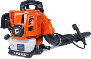 lot 291651 image: Retails for $304 Gas Leaf Blower, 52cc 2.2 HP 2-Cycle Backpack Leaf Blower, 780 CFM Air Volume, 270 MPH, Powerful Gasoline Backpack Grass Blower with Air-Cooled, for Lawn Care and Snow Blowing