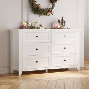 lot 301435 image: Retails for $204 coucheta 6 Chest of Drawer for Bedroom, Modern Dresser Storage Organizer with Deep Drawer & Handle for Living Room, White