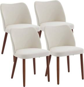 lot 371253 image: Retails for $200 Garvee Dining Chairs Set of 4, Modern Dining Room Chair with Wood Legs, Upholstered Armless Kitchen Chairs with Leveling FeetWing Backrest Support, White
