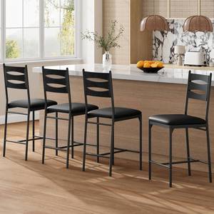 lot 411348 image: $110 Garvee Bar Stools Set of 4, Counter Height Bar Chairs with Back and Thick Cushion, Upholstered Dining Chairs with Padded Seat, Barstools for Kitchen Island, Bar, Dining Room, Black