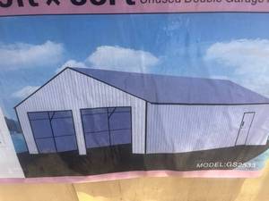 lot 8135 image: SOLANCH Steel Frame Garage Kit Model GS2533