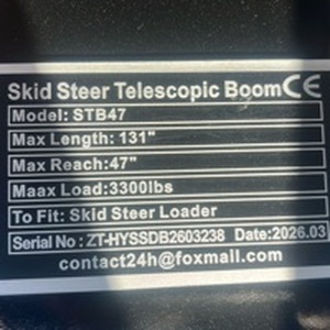 lot 10412 image: Skid Steer Telescopic Boom Attachment
