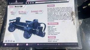 lot 10472 image: LandHonor PR-12-72W Power Rake Attachment for Tractors