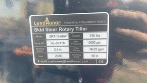 lot 10773 image: LandHonor SRT-12-66W Skid Steer Rotary Tiller Attachment