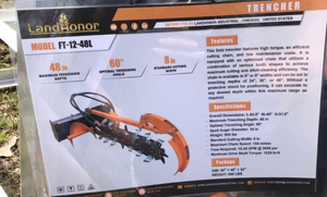 lot 10872 image: LandHonor FT-12-48L Hydraulic Trencher Attachment