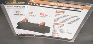 lot 12561 image: LandHonor 72 Inch Heavy Duty Grapple Bucket Skid Steer Attachment
