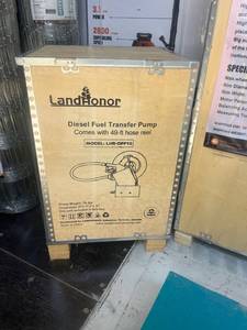 lot 12773 image: LandHonor Diesel Fuel Transfer Pump with 49ft Hose Reel