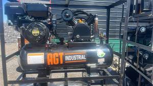 lot 111192 image: AGT Industrial Gas Powered Air Compressor with Tank