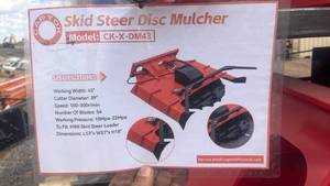 lot 430 image: Skid Steer Disc Mulcher Model X-DM43 43 Inch Working Width