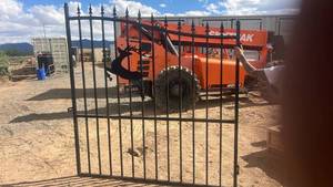 lot 478 image: Black Steel Security Fence Gates with Decorative Finials deer cutout 14��