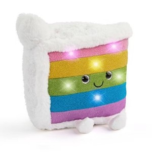 lot 101 image: FAO Schwarz 11 Glow Brights Plush LED with Sound Rainbow Cake