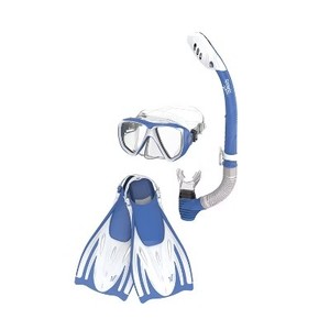 lot 136 image: Speedo Adult Mask Snorkel and Fin Set - BlueWhite LXL