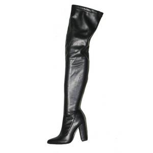 lot 53401 image: UWYTGF Womens Pu Stretch Thigh High Over The Knee Boots Sexy Pointed Toe Chunky Heel Shoes Side Zipper Block Heel Comfort Long Boots Fashion Tight Boots (Black 40 EU) - Retail $504