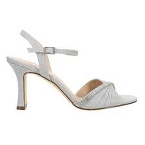lot 59253 image: Nina Agnes silver rhinestone ankle strap evening sandals - 10M - Retail $0