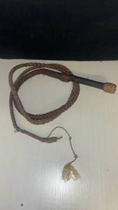 lot 2 image: Braided Leather Bullwhip with Tassel