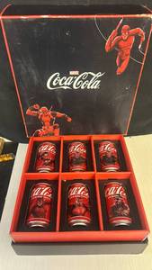 lot 4 image: Marvel Coca Cola Deadpool Daredevil Collectible Set