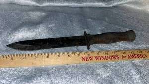 lot 13 image: WW II Old Military Fighting Knife with Wooden Handle