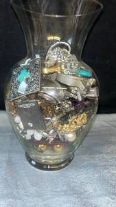lot 17 image: Glass Vase with Jewelry