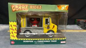 lot 24 image: New sealed Funko Dorbz Ridez Deadpool with Chimichanga Truck Marvel #16