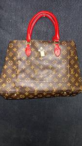 lot 27 image: Monogram Canvas Handbag with Red Leather Handles