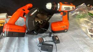lot 37 image: Black & Decker Power Tool Set with Circular Saw and Drill, tested and working