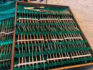 lot 59 image: Mid Century Rosewood and Brass flatware set
