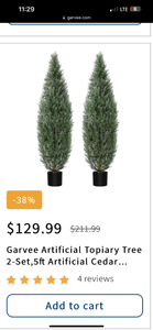 lot 71 image: Artificial Topiary Cedar Trees Set of 2