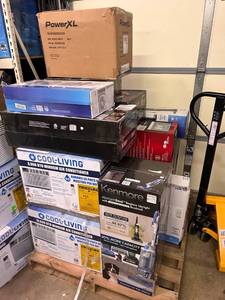 lot 73 image: Pallet of merchandise off our last truck loadMixed HERES YIUR CHANCE TO GET SOME BANG FOR THE BUCK Home Appliance and Electronics Lot - Air Conditioners, Kitchen Appliances, Vacuum Cleaners and More