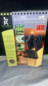 lot 78 image: Gourmet Traditions 41-Piece Deluxe Kitchen Set with Wooden Counter Block