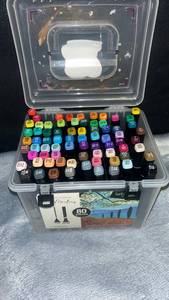 lot 79 image: Dual Tip Art Markers Set with Storage Case